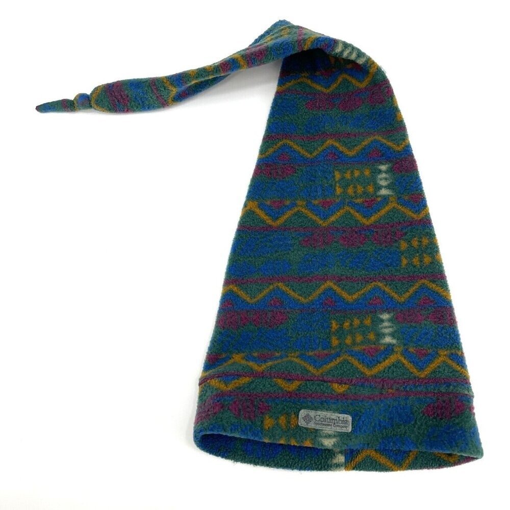 Columbia Vintage 90s Unisex S/M Aztec Print Fleece Stocking Cap Hat USA Made